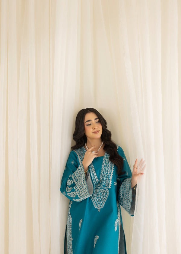 Cotton Embroidered Shirt with Farshi Shalwar