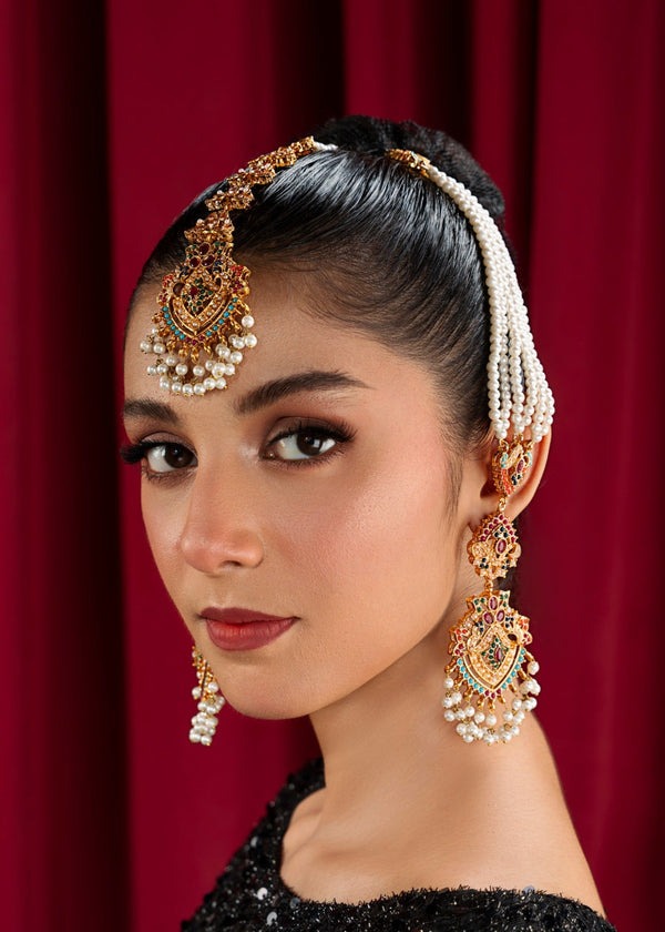 Multicolor Magic – Nauratan Dazzle Earrings & Tikka Set _ JEWELRY