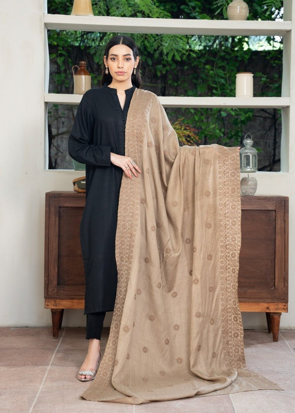 Elegant Woolen Cross-Stitch Embroidered Shawl