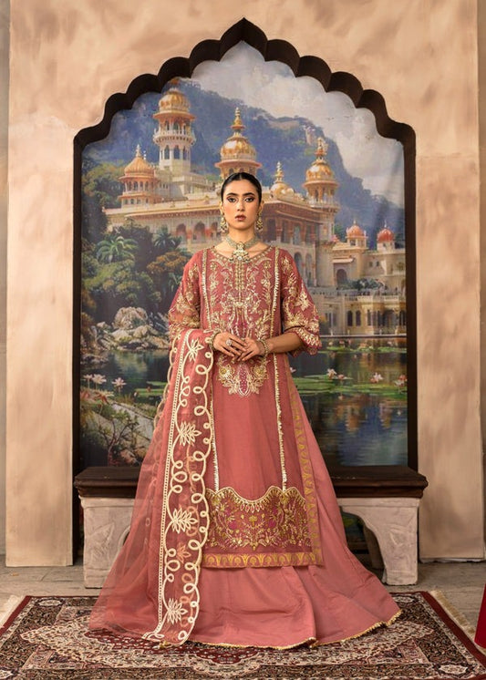 Embellished Organza Long Shirt with Silk Pishwaas & Dupatta