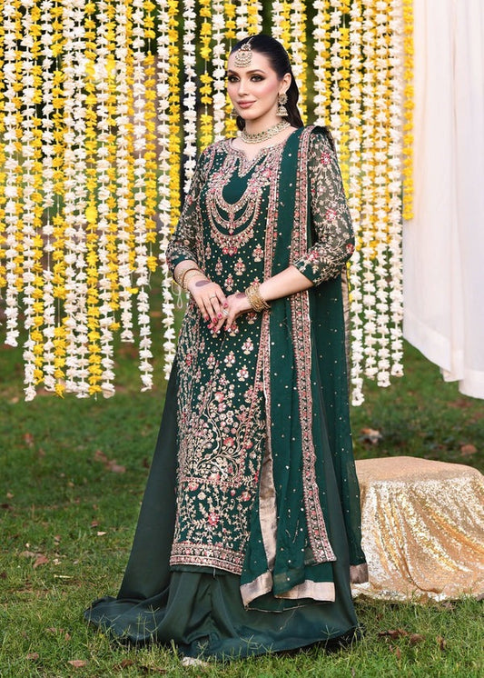 Luxury chiffon 3pc embroidered and hand embellished suit