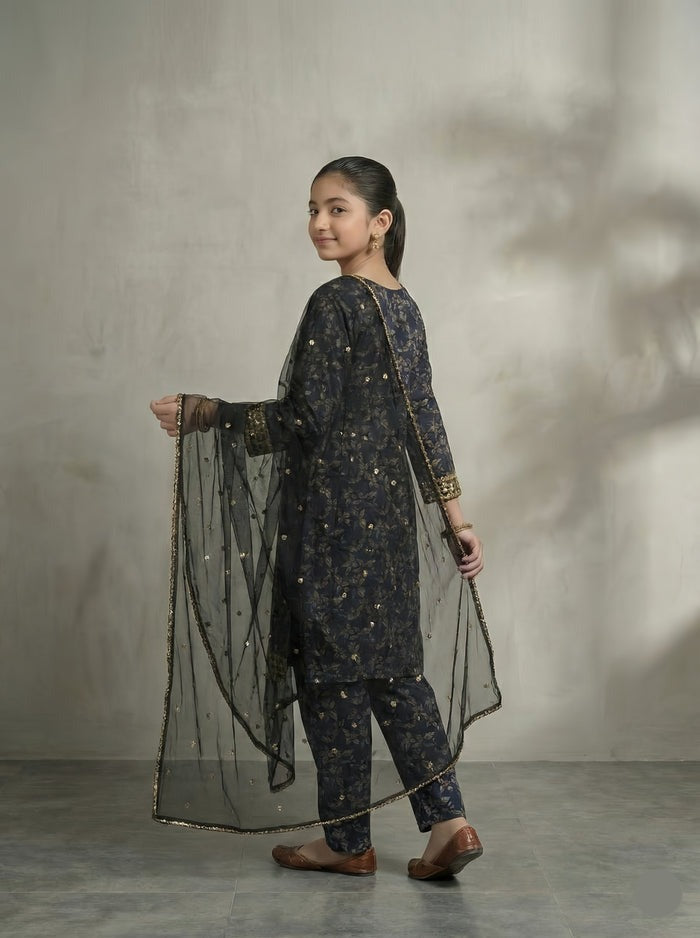 Soft Elegance Silk Lawn Suit with Embroidered Organza Dupatta