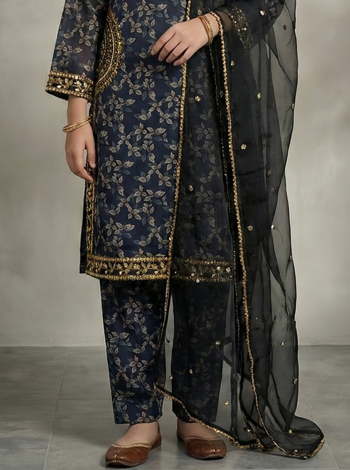 Soft Elegance Silk Lawn Suit with Embroidered Organza Dupatta