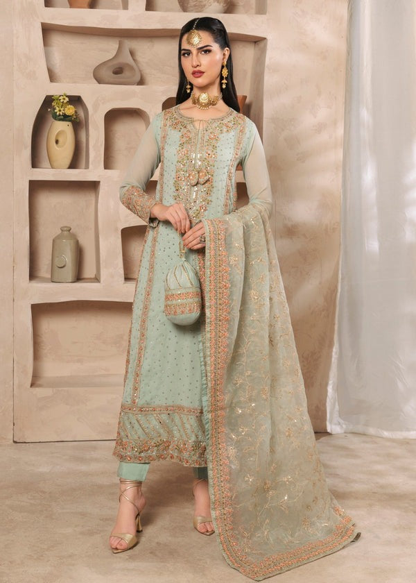 Luxury Aghajaan Studio Chiffon 3-Piece Embroidered & Hand-Embellished Suit