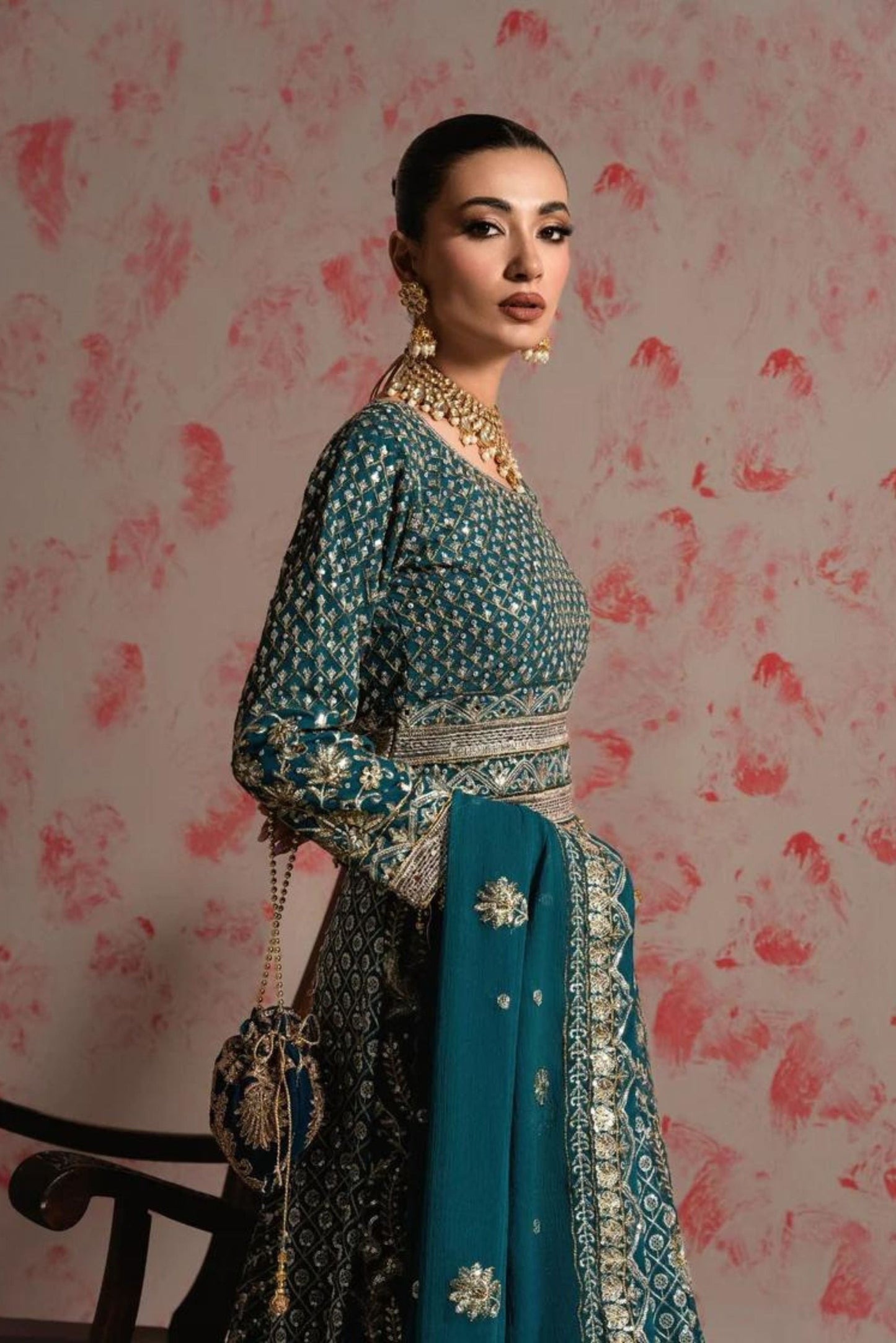 Teal Royale – Luxurious Hand-Embroidered Bridal Ensemble