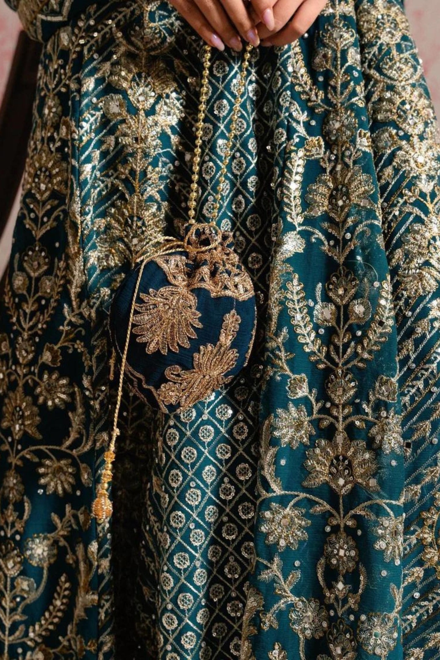 Teal Royale – Luxurious Hand-Embroidered Bridal Ensemble